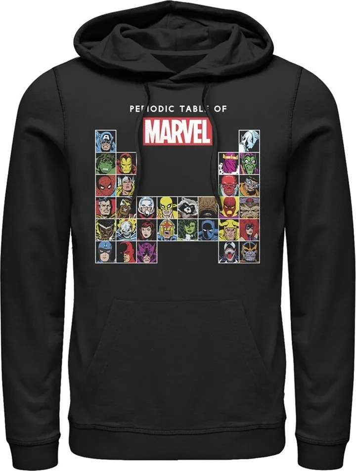Men's Marvel Periodic Table of Heroes Pull Over Hoodie - Black - Medium