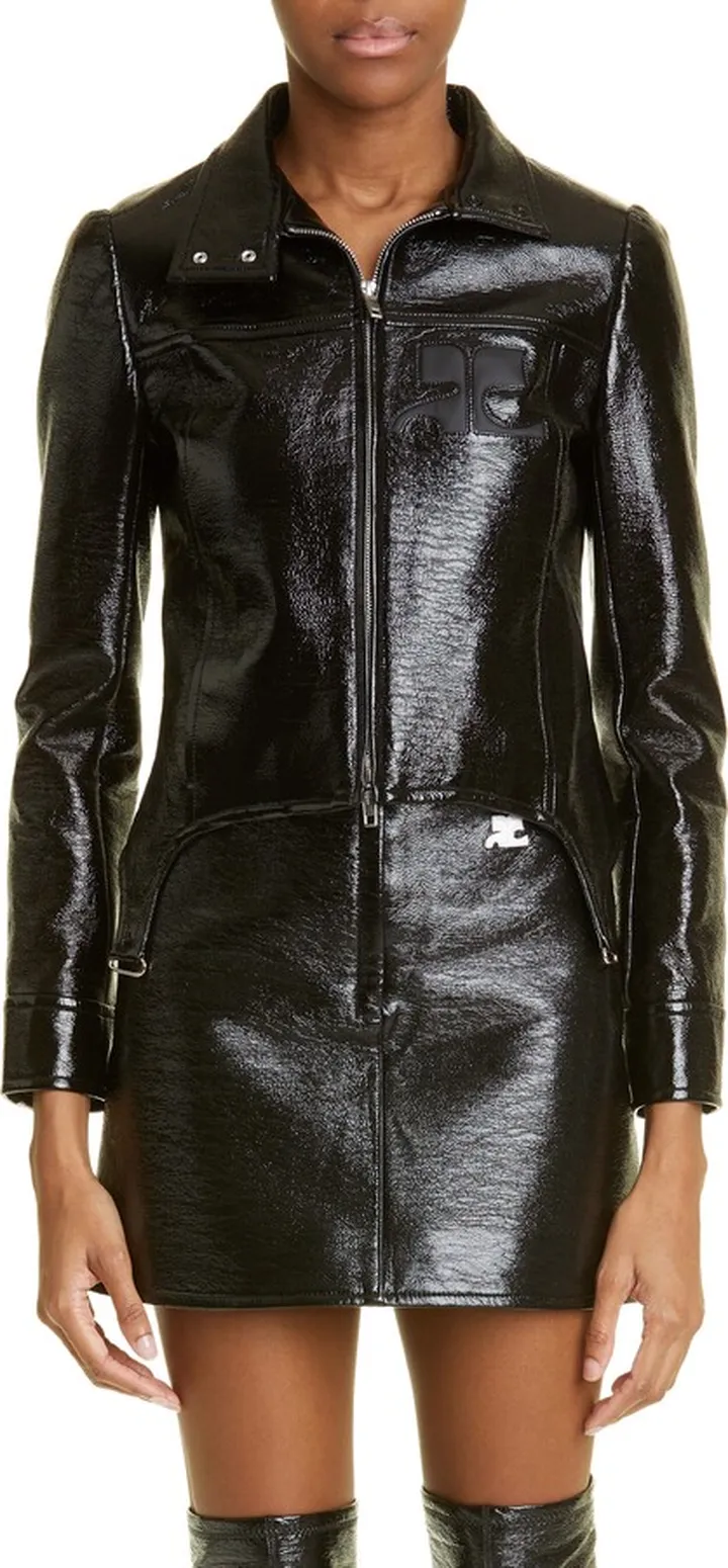 Suspenders Tonal Logo Vinyl Bomber Jacket