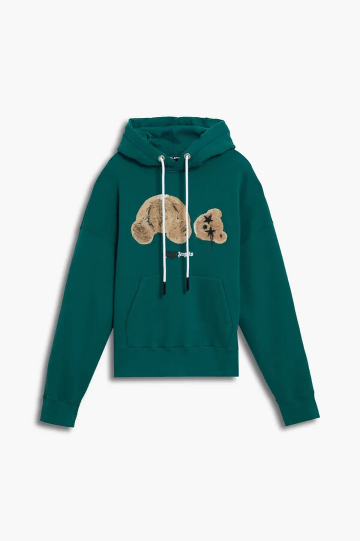 Embroidered printed French cotton-blend terry hoodie