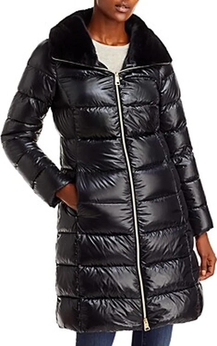 Herno Woven Faux Fur Collar Half Coat