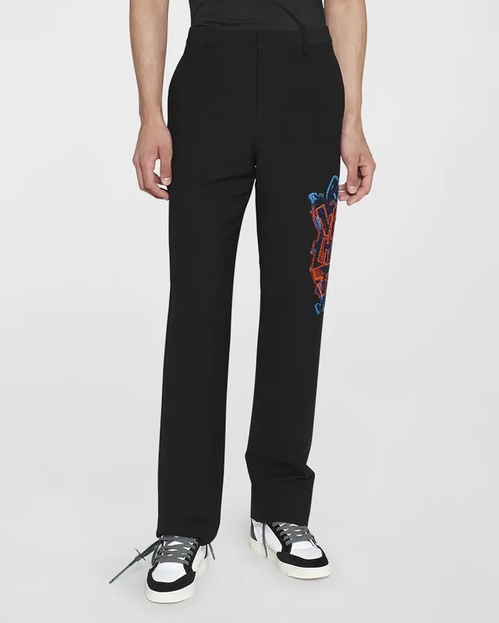 Men's Graffiti Coupe Embroidered Slim Pants