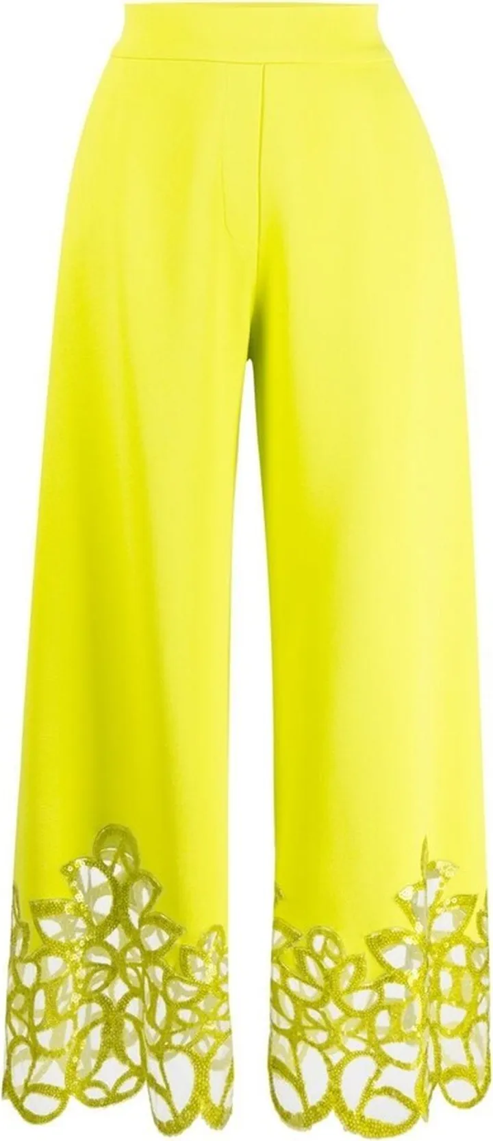 Embroidered-Detail Cropped Trousers
