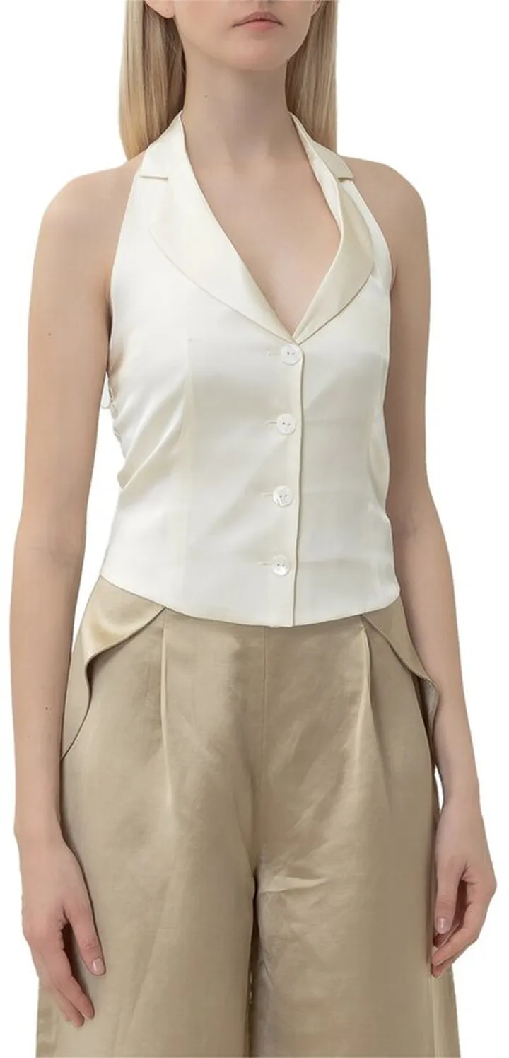 L'Autre Chose Halterneck V-Neck Blouse
