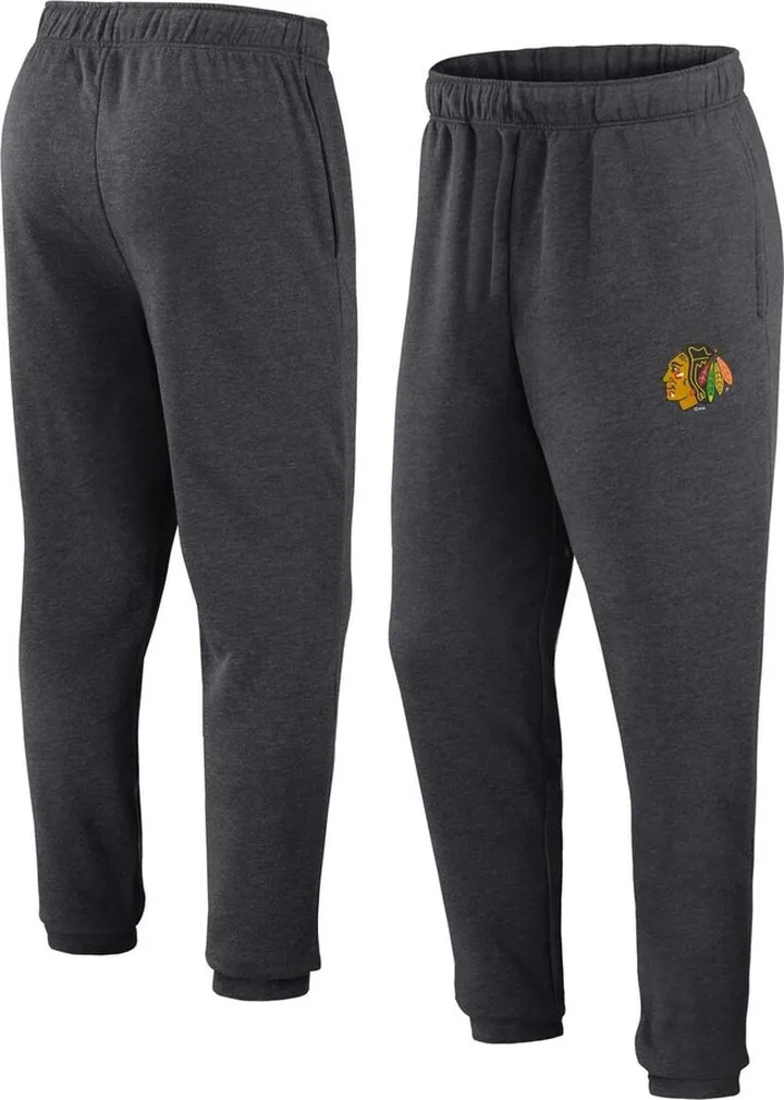 Men's Fanatics Branded Heather Charcoal Chicago Blackhawks Form Tracking Sweatpants
