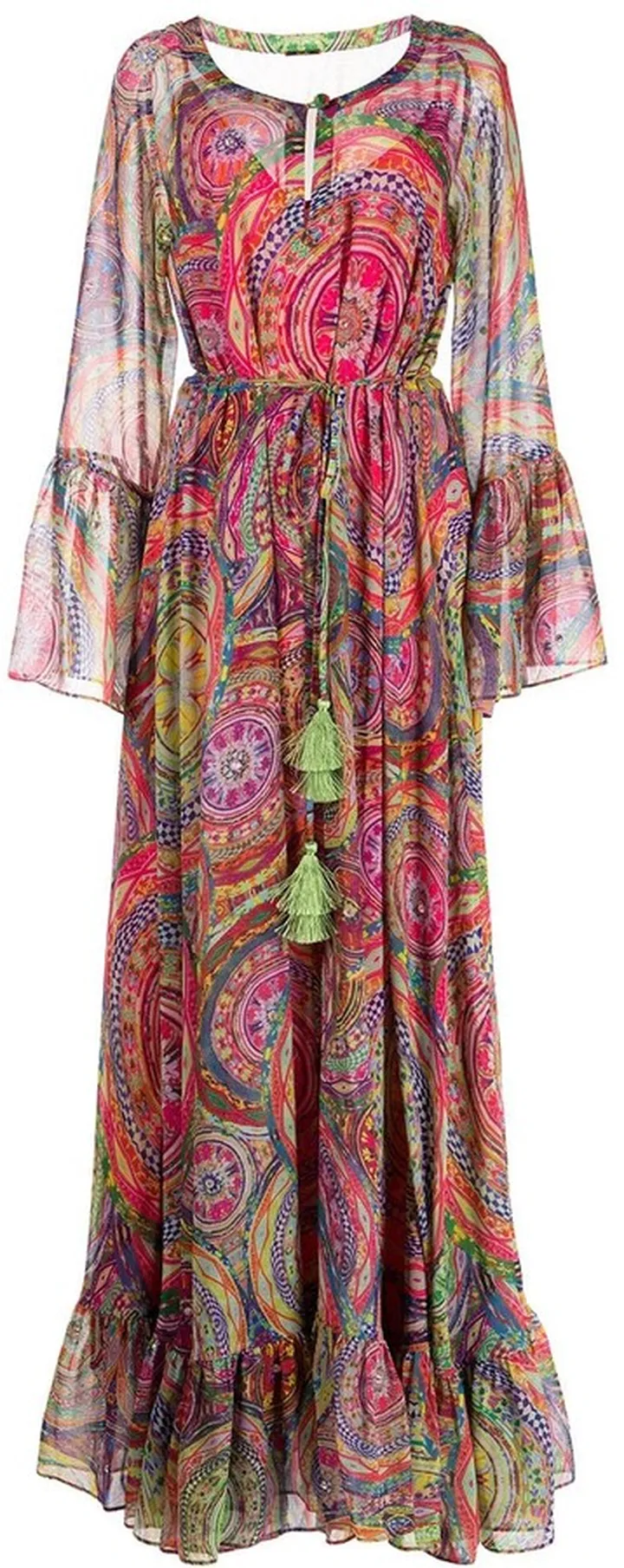 Charisma ruffle-trim long dress