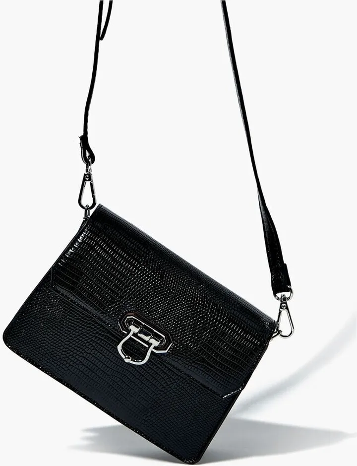 Faux Croc Crossbody Bag