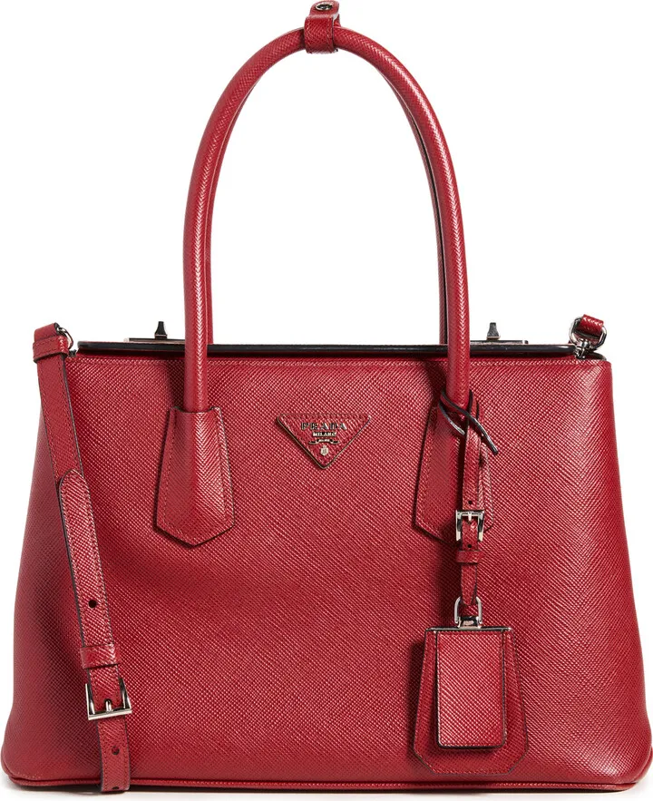 What Goes Around Comes Around Prada Red Saffiano Twinbag
