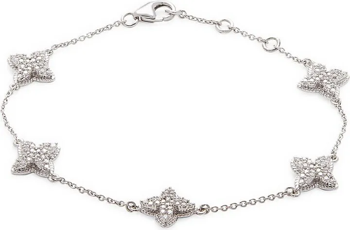 14K White Gold & 0.60 TCW Diamond Star Station Bracelet