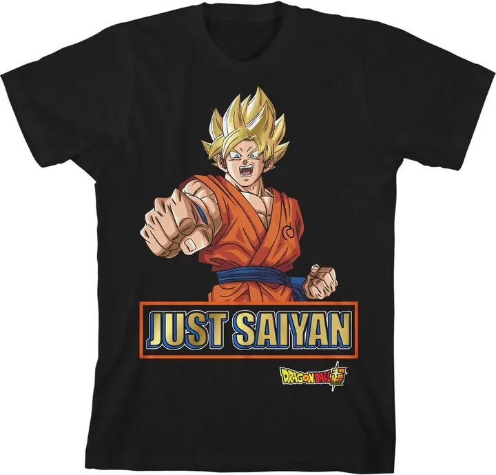 Dragon Ball Super Goku Just Saiyan Boy’s Black T-shirt-Large