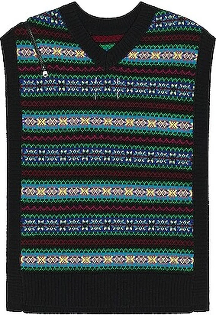 TAKAHIROMIYASHITA The Soloist Reverse Fair Isle Pattern Vest in Black