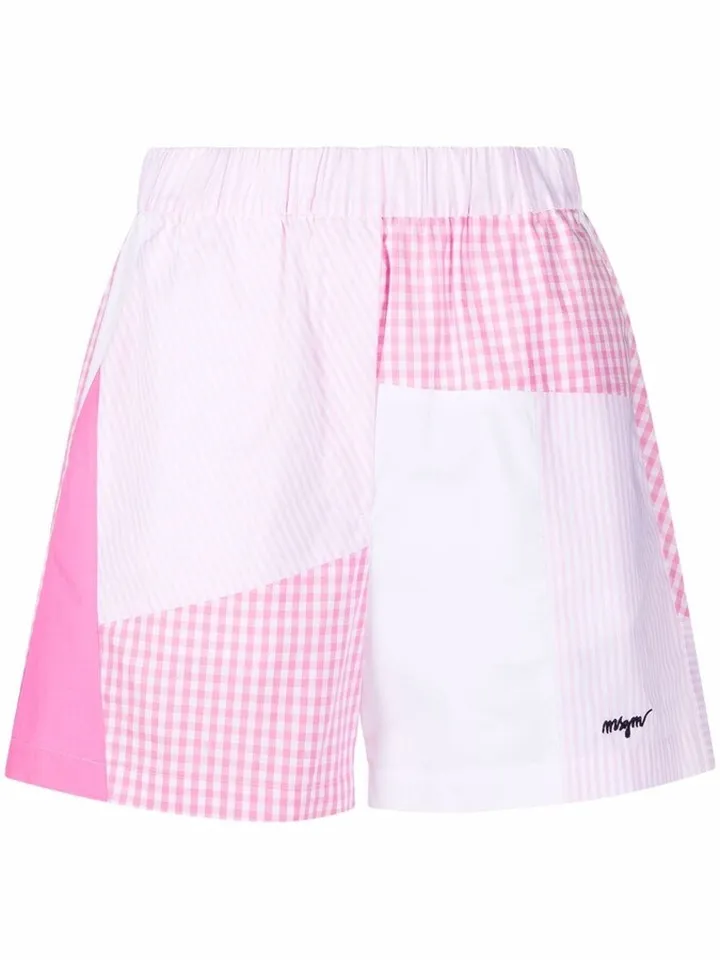 Multi-Print Patchwork Track Shorts