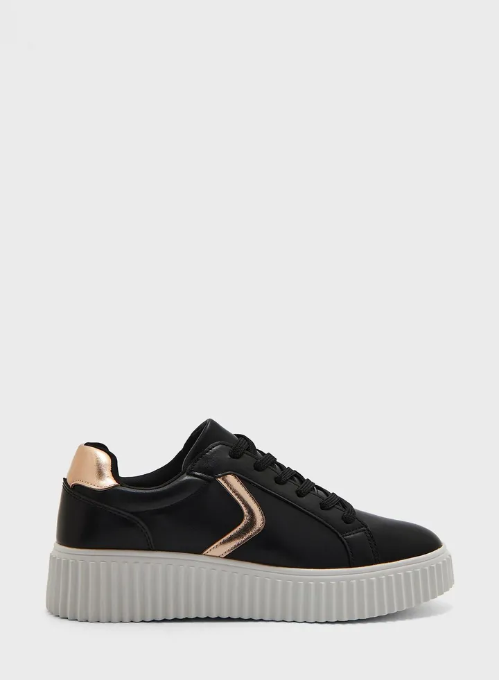 Metallic Detail Stacked Sole Sneaker