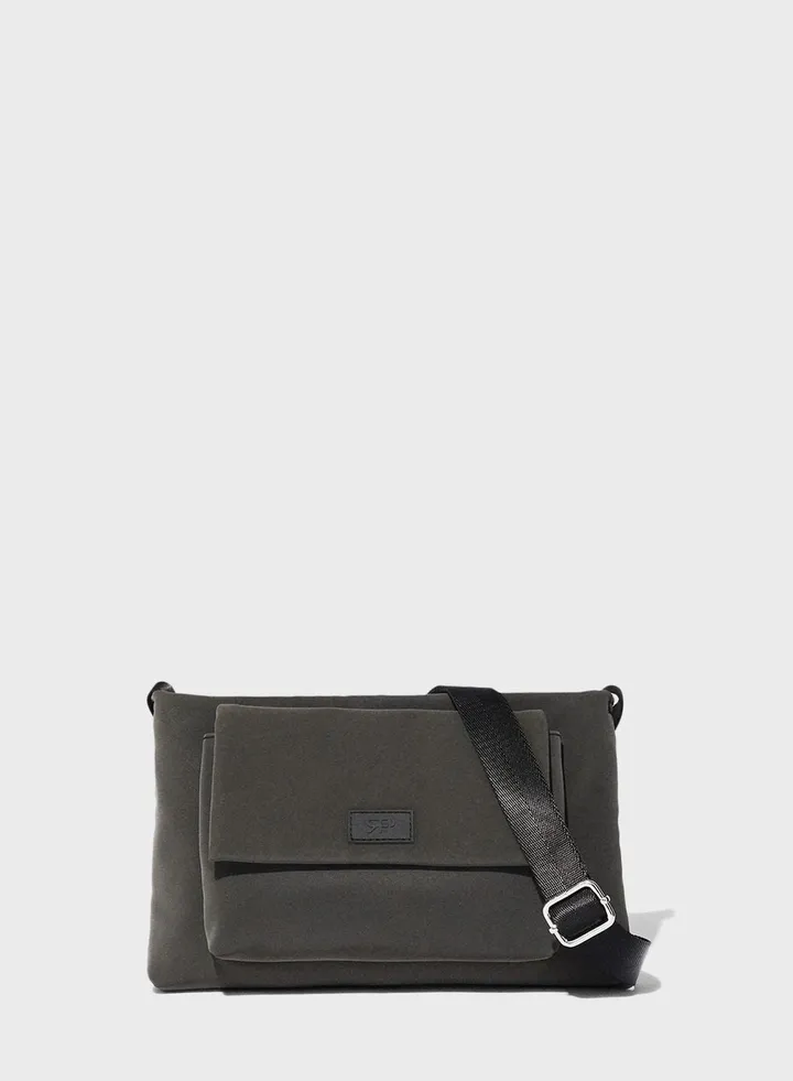 Nylon-Effect Crossbody Bag