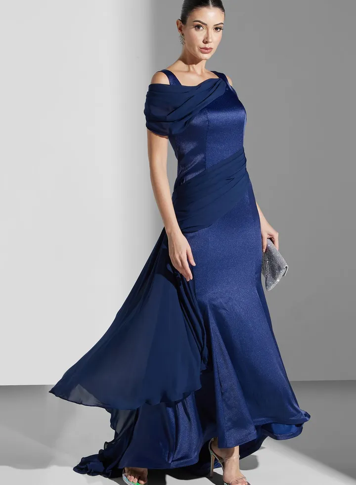 Frill Sleeve Ruched Detail Dress