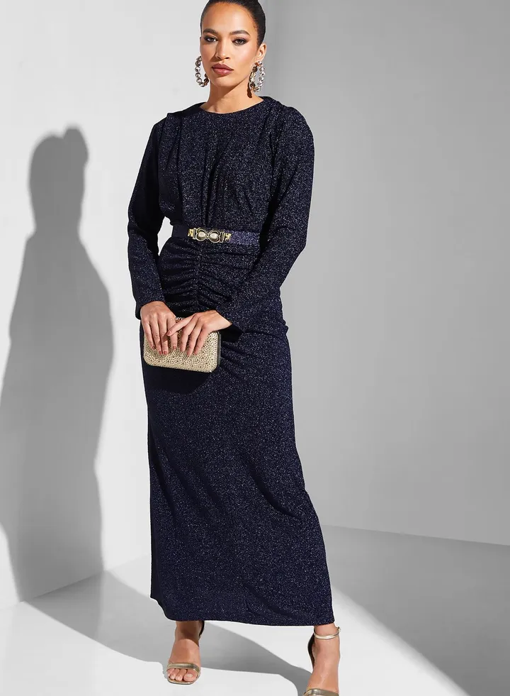 Ruched Detail Shimmer Dress