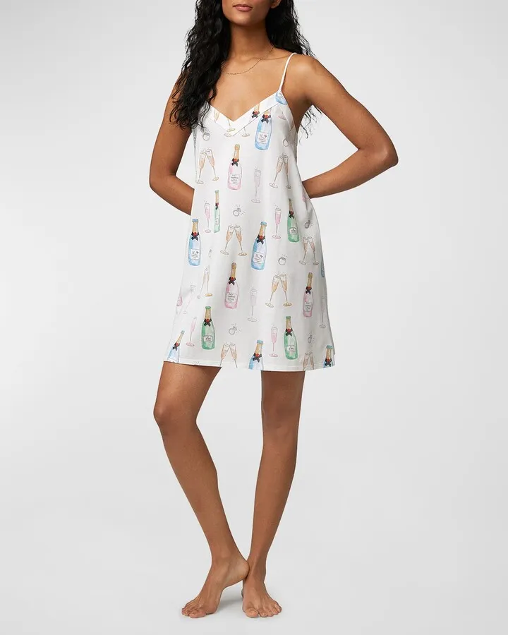 Champagne-Print Poplin Chemise