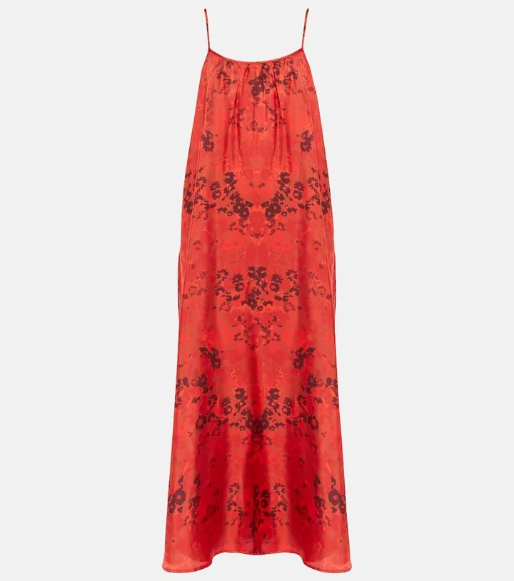 Napoli floral silk satin slip dress