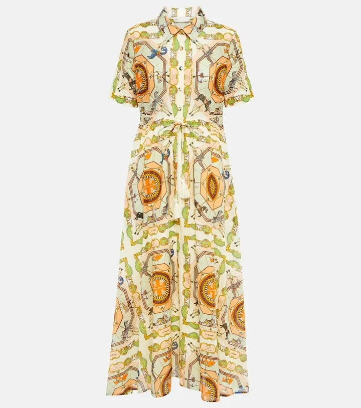 Printed cotton shirt dress