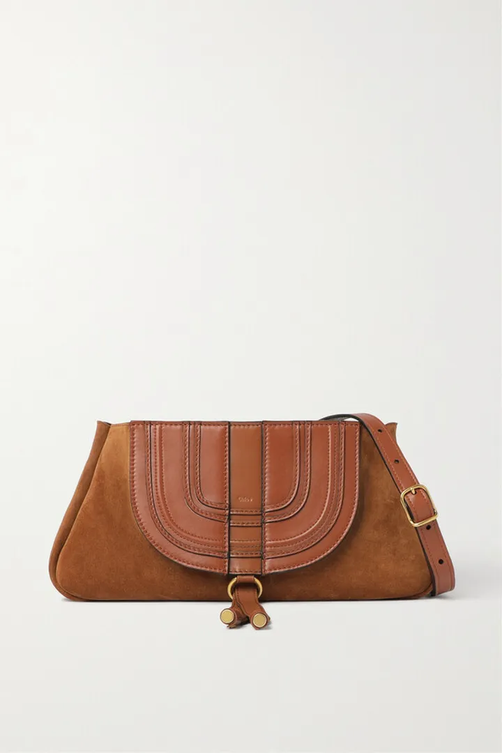 Chloé - Marcie Tasseled Leather And Suede Shoulder Bag - Brown