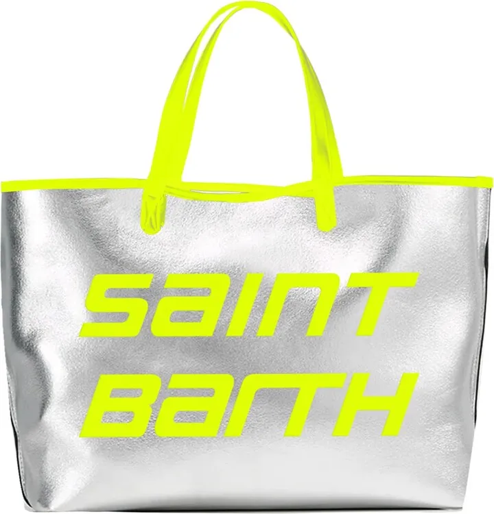 Silver Reflex Bag With Fluo Yellow Details