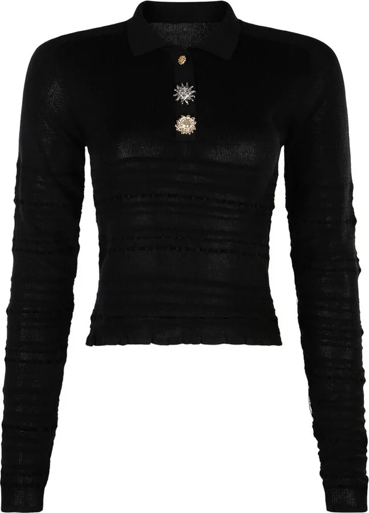 Jacquemus Striped Long Sleeved Knitted Polo Shirt