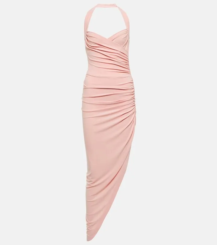Cayla halterneck ruched midi dress