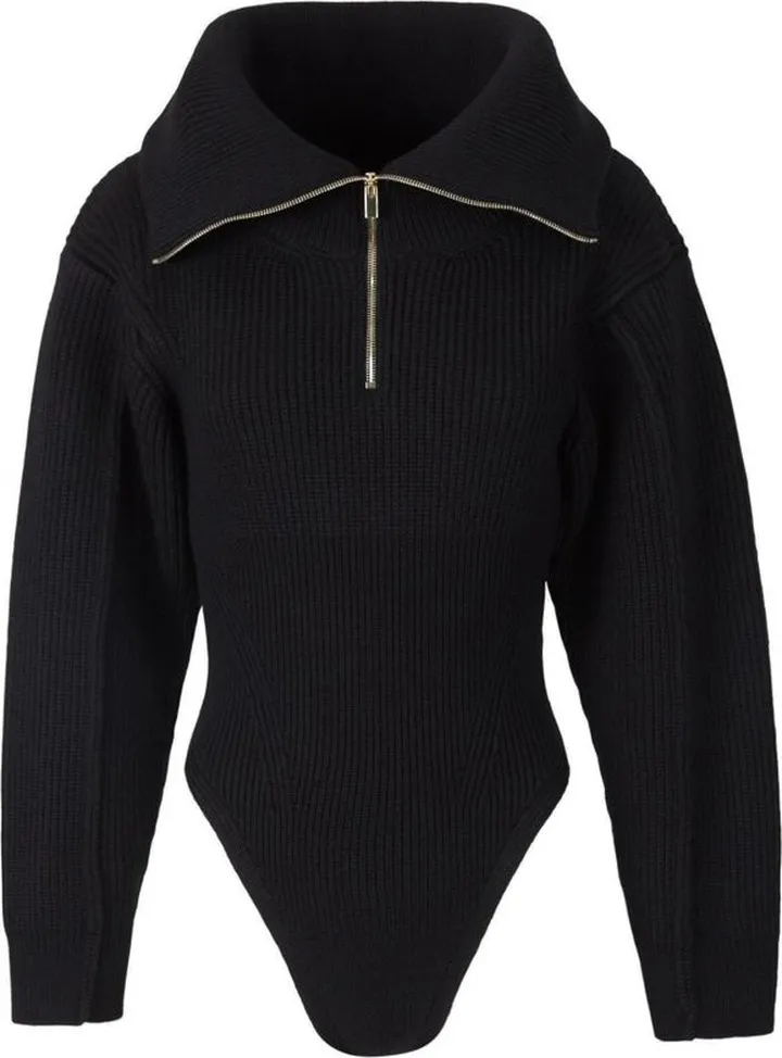 Jacquemus Half-Zip Knitted Bodysuit