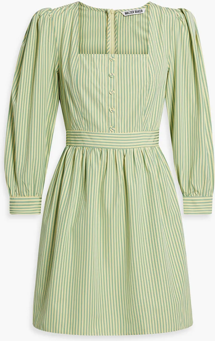 Sadia gathered striped poplin mini dress
