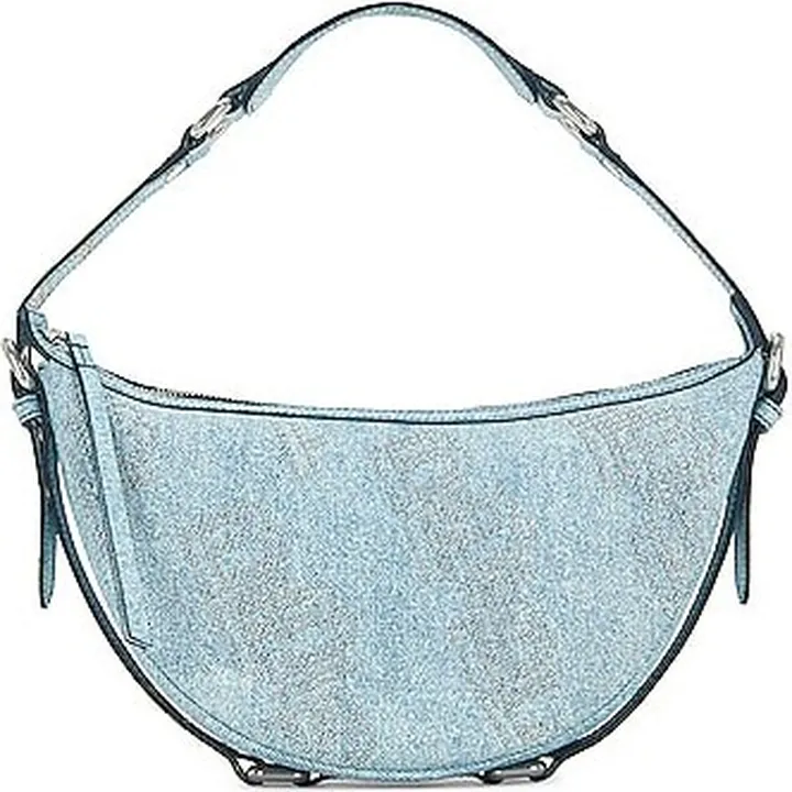 BY FAR Gib Denim Stud Leather Bag in Blue