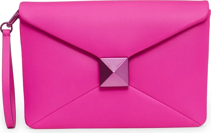 Roman Stud Lambskin Leather Clutch
