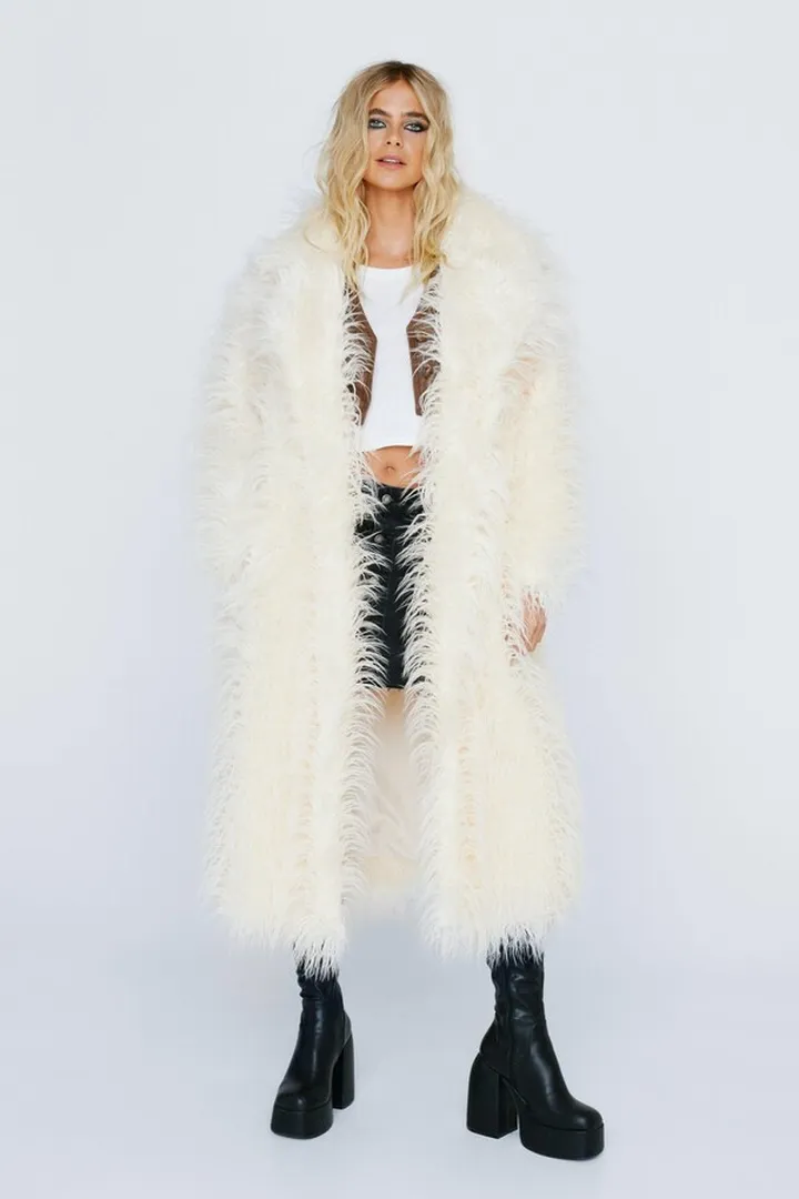 Nasty Gal Womens Premium Oversized Mongolian Fur Coat