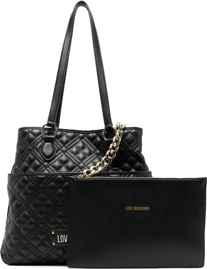 Quilted Embossed-Logo Tote Bag