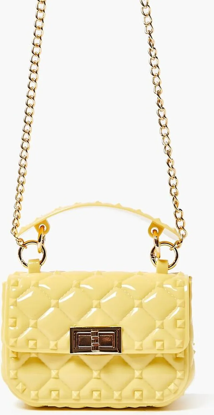 Quilted Vinyl Chain Crossbody Bag