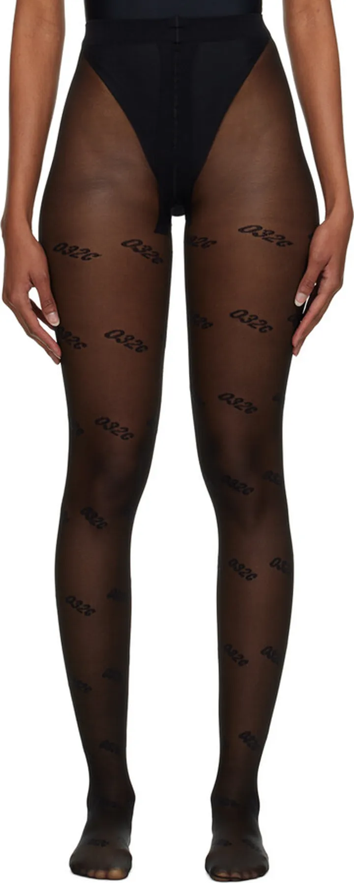 032c Black Jacquard Tights