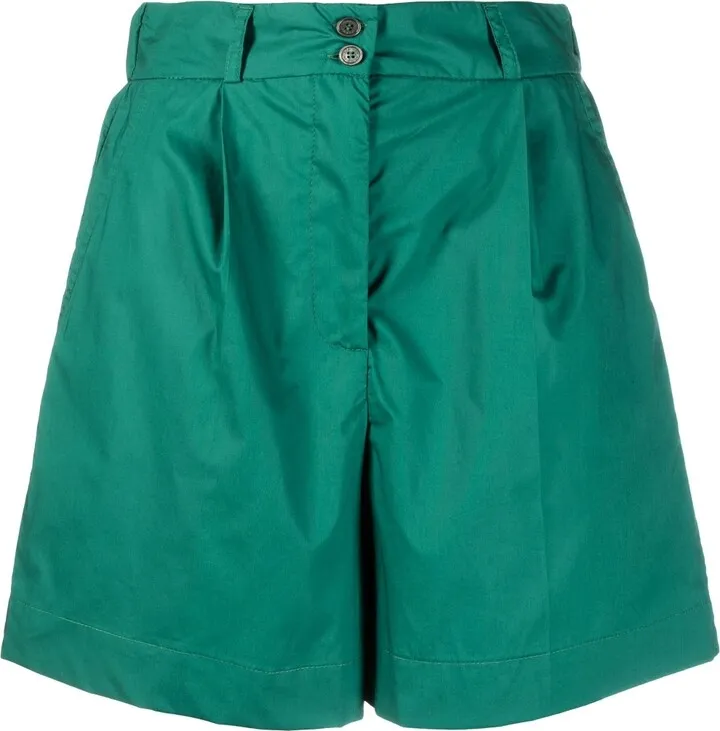 Pleat-Detail High-Waisted Shorts
