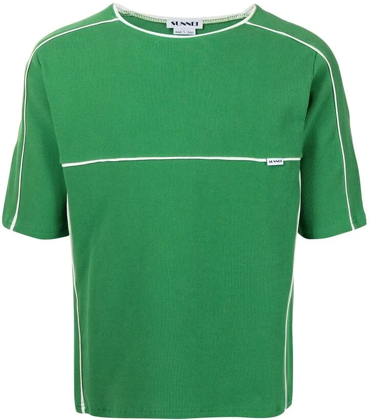 piped-trim detail T-shirt