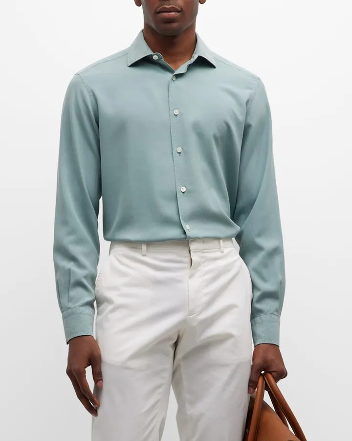 Men's Washed Silk Sport Shirt