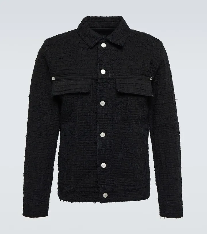 4G jacquard distressed denim jacket