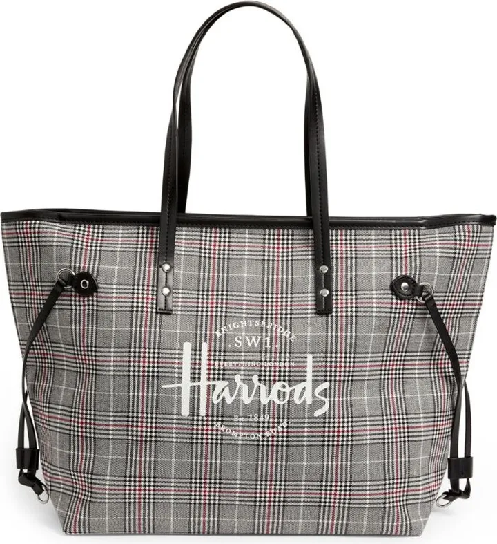 Harrods Southbank Grey Check Tote Bag