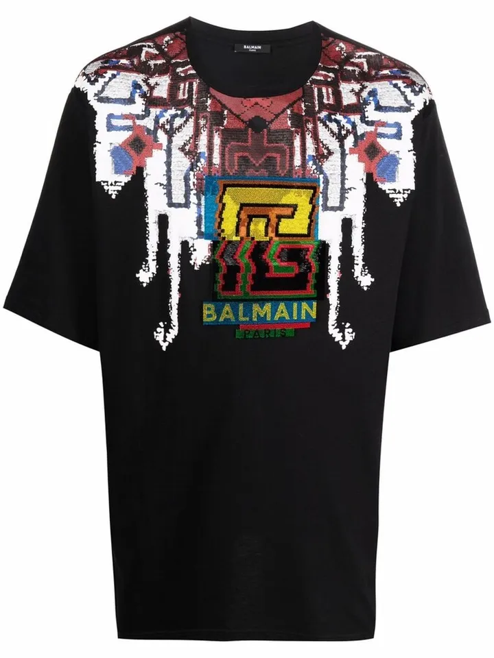 textured logo-print T-shirt