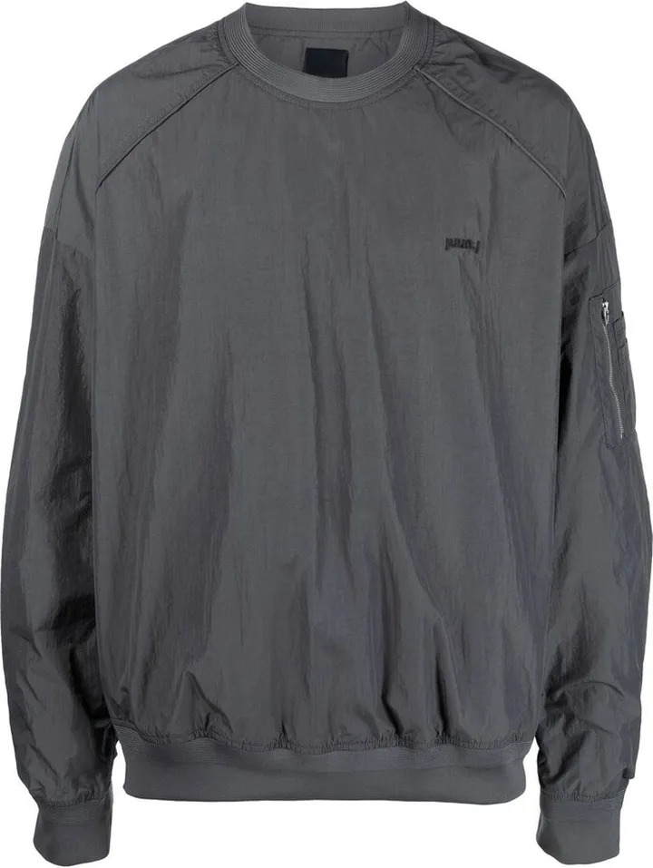 Embroidered-Logo Zip-Up Bomber Jacket