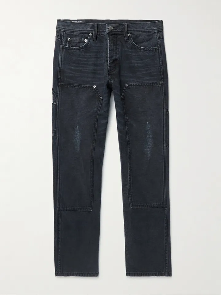 Panelled Straight-Leg Distressed Jeans