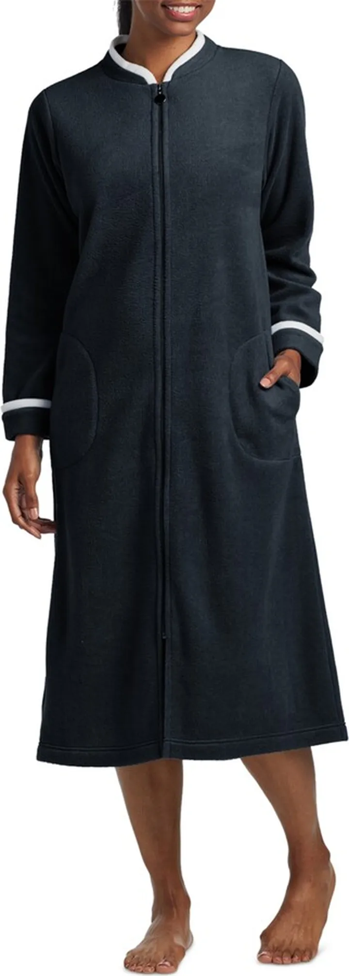 Miss Elaine Women's Long-Sleeve Zip-Up Knit Robe