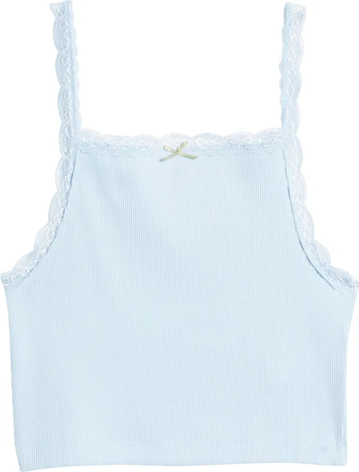 Women's Rib Lace Edge Cotton Camisole