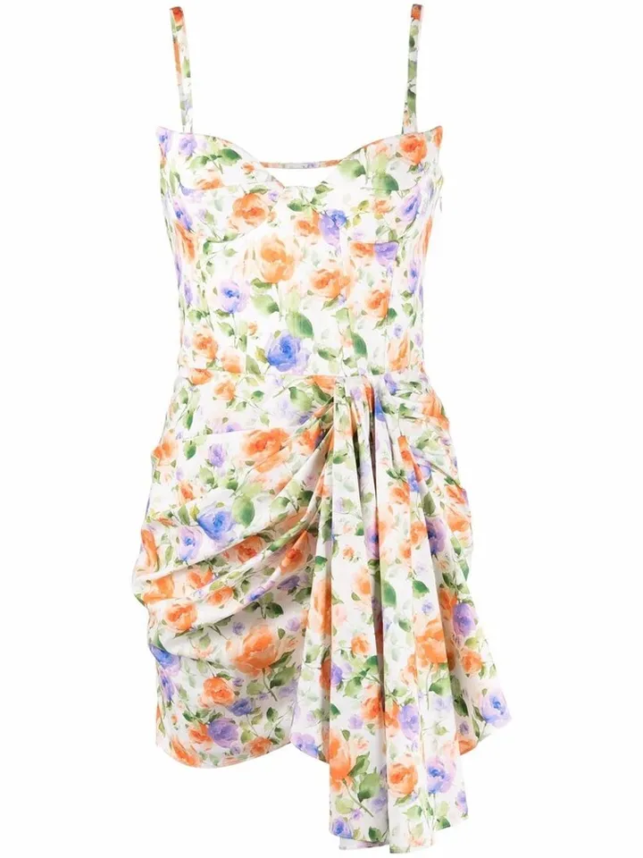 Floral-Print Open-Back Dress