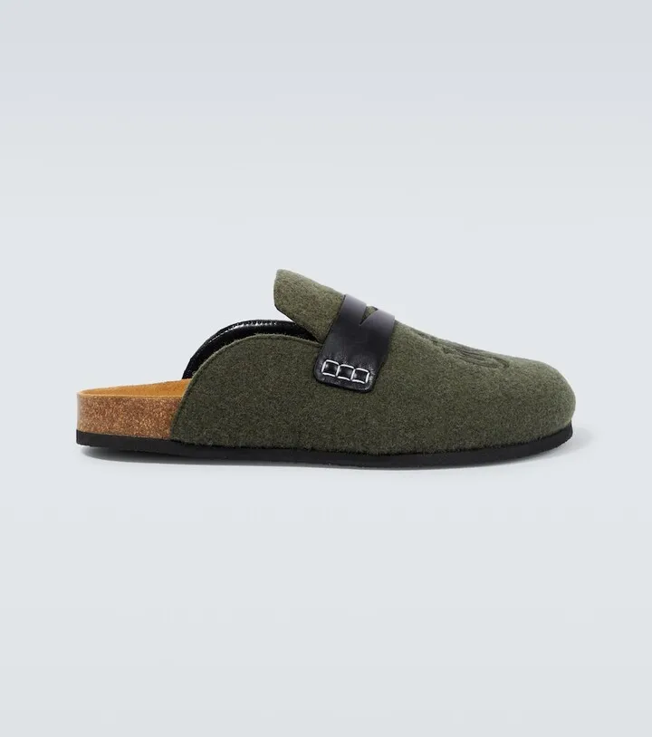 Embroidered wool slippers