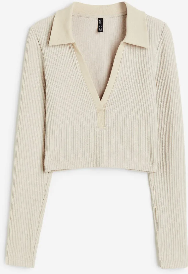 Ribbed Top with Collar