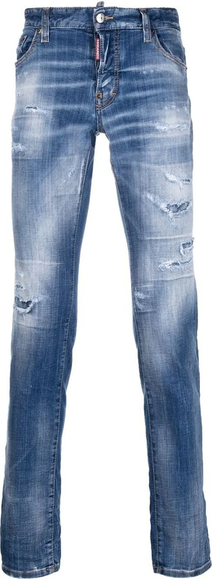 Distressed-Finish Slim-Fit Jeans