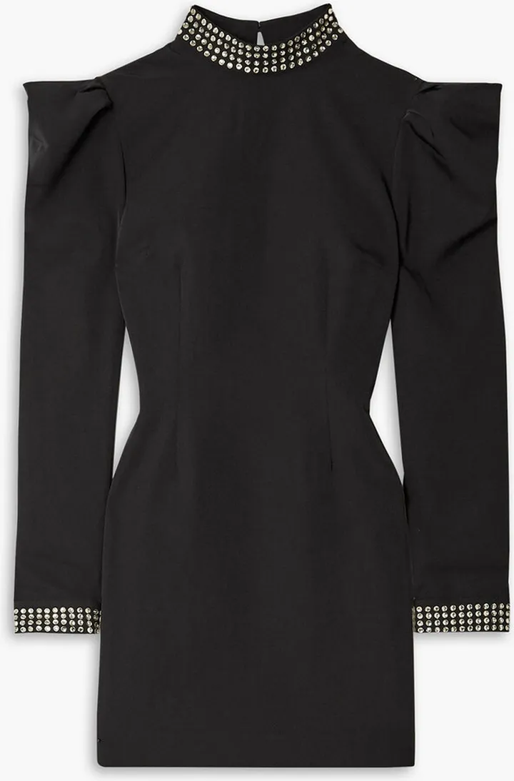 Baltimore crystal-embellished cutout twill mini dress