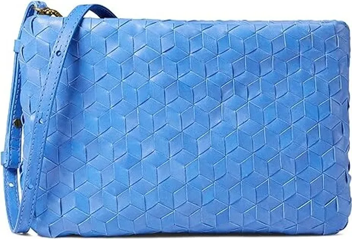 Madewell The Puff Crossbody Bag: Woven Leather Edition (Oasis Blue) Handbags